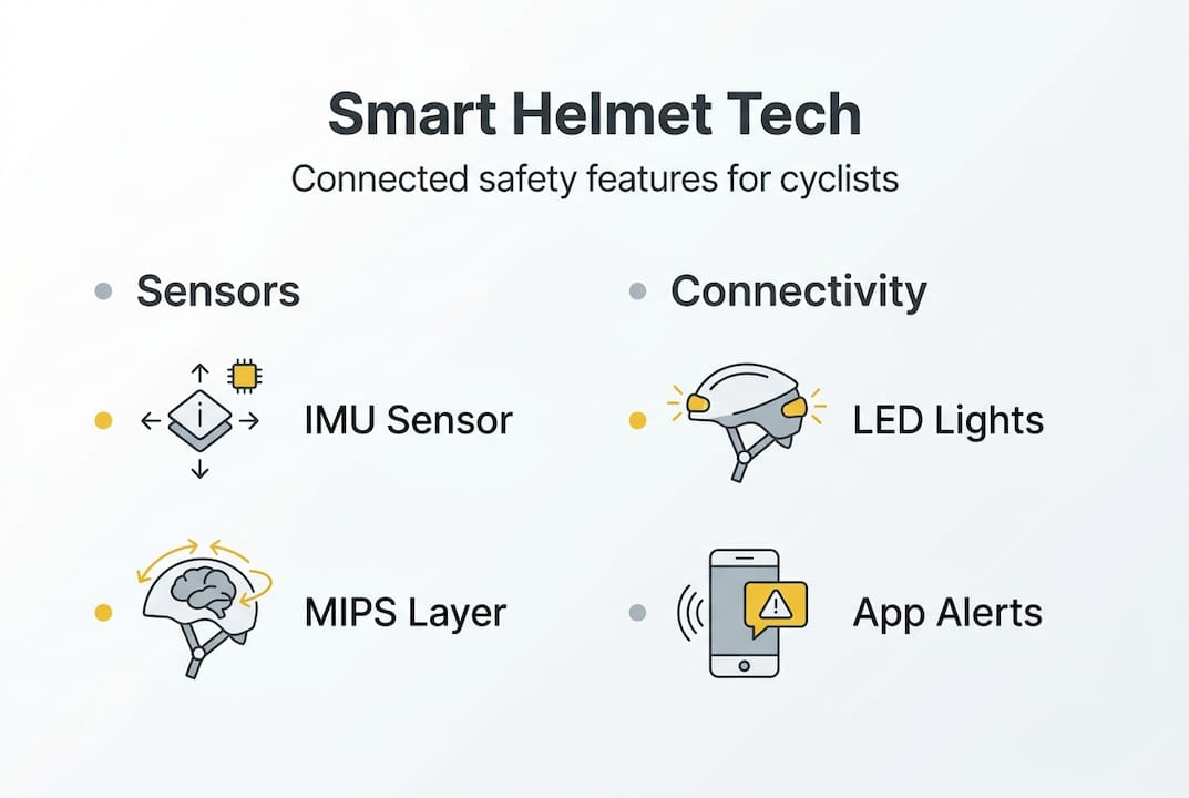 Infographic of key connected helmet features