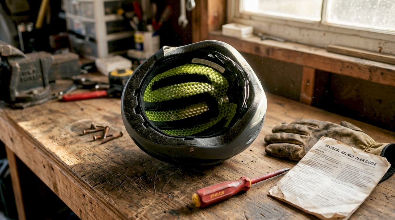 Helmet showing WaveCel interior structure