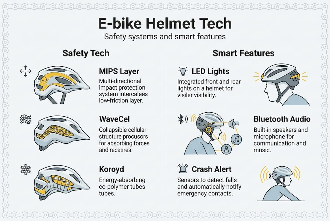 Infographic of helmet tech and smart features