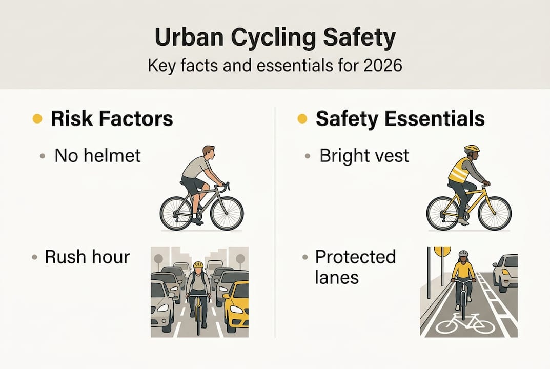 Infographic highlighting urban cycling safety essentials