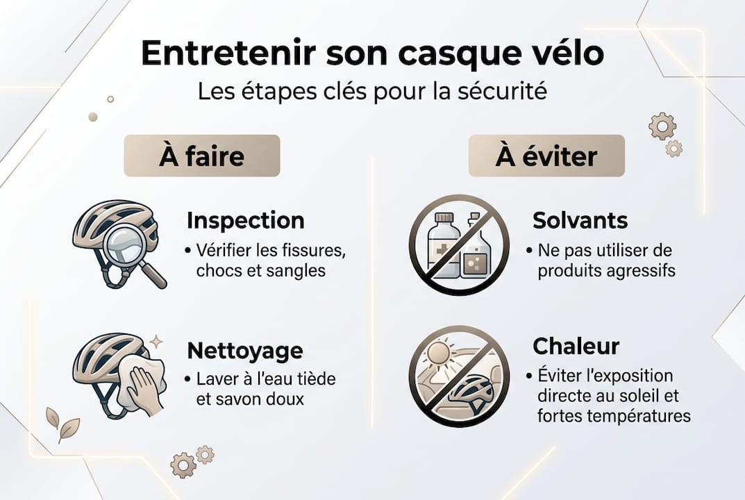Infographie : les étapes essentielles pour bien entretenir son casque de vélo