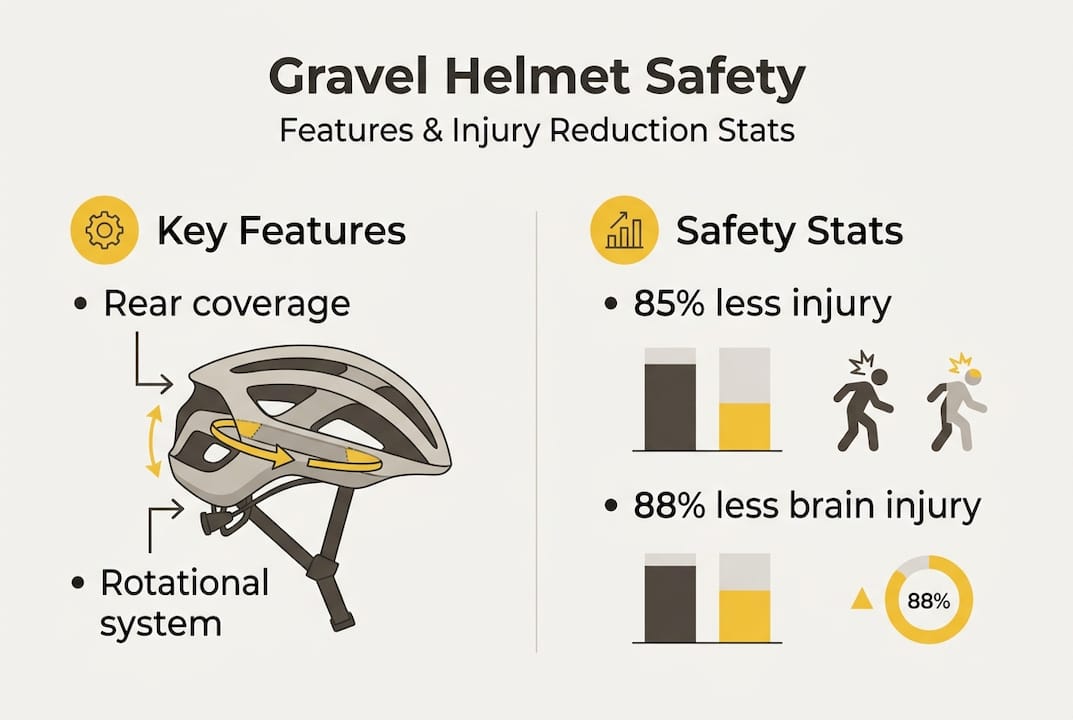 Infographic on gravel helmet safety and features