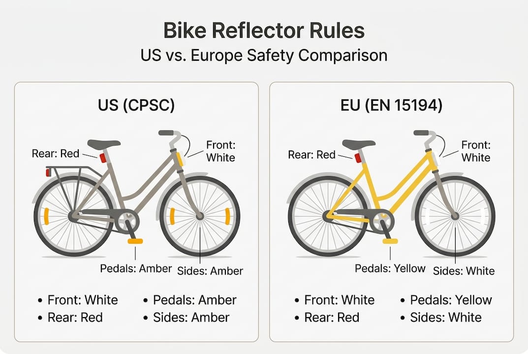 Infographic bike reflector regulations by region