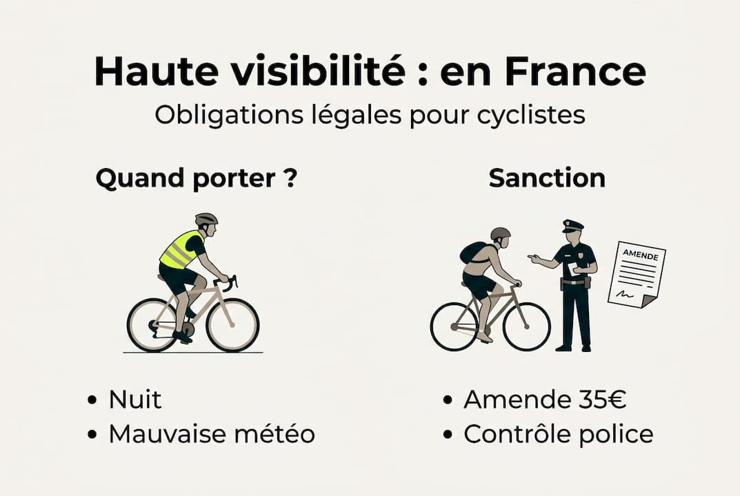 Tout ce qu'il faut savoir sur la réglementation concernant la visibilité des cyclistes, présenté en infographie.