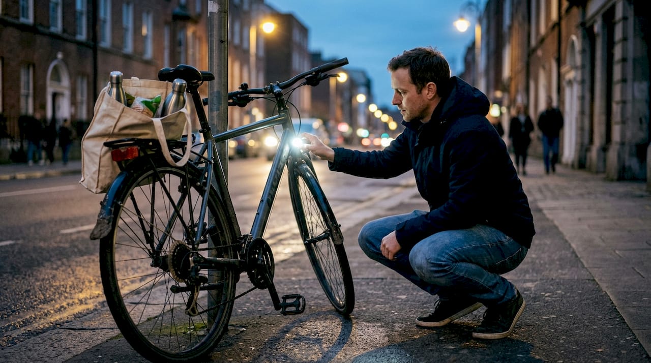Essai d’un éclairage de vélo à la tombée de la nuit