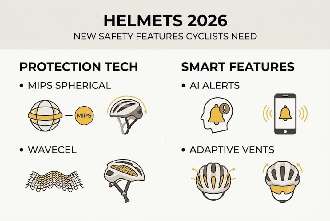 Infographic of new helmet protection and smart features