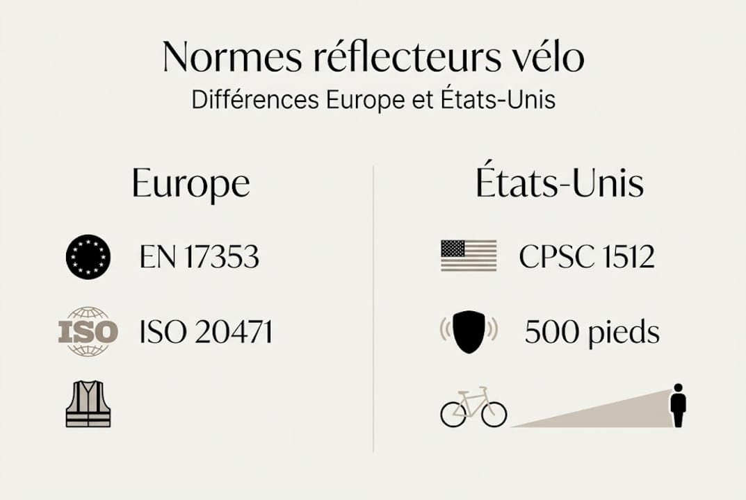 Comparatif des normes de réflecteurs entre l’Europe et les États-Unis : infographie explicative