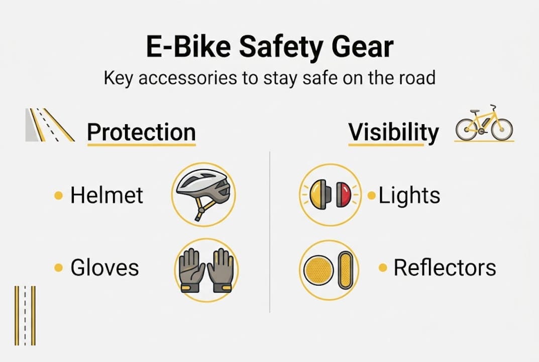 Infographic of essential e-bike safety gear
