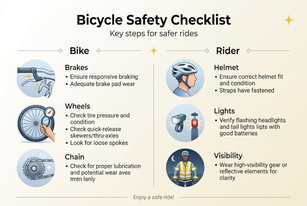 Infographic diagram of bicycle safety checklist