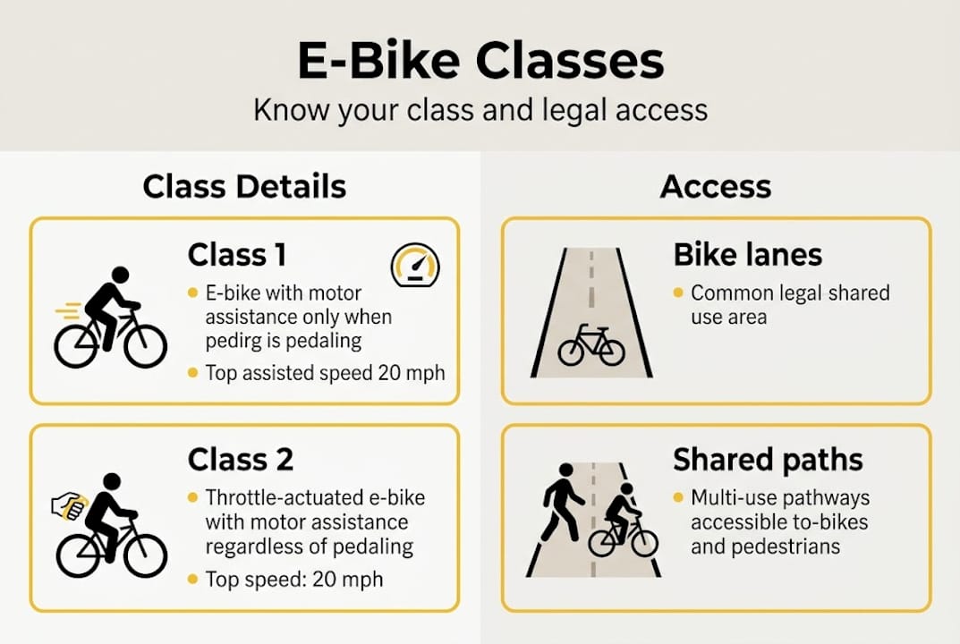Infographic comparing main e-bike classes