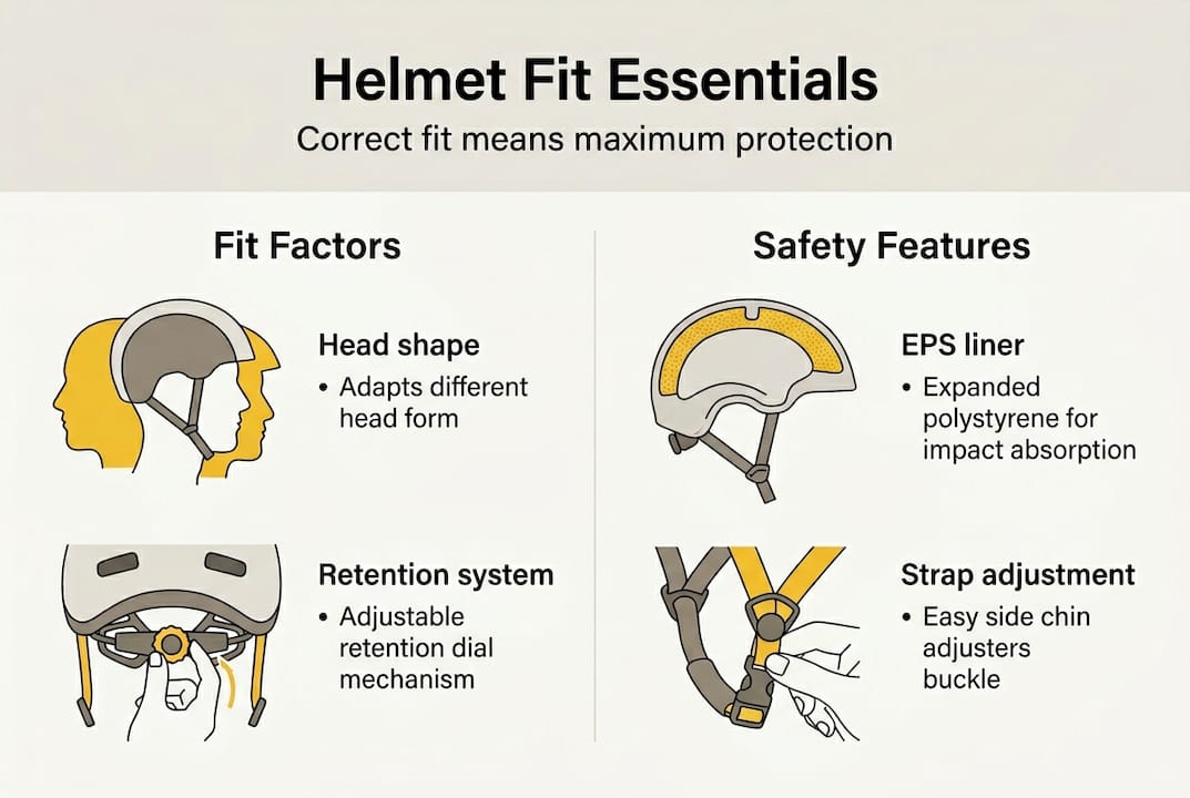 Infographic outlining helmet fit essentials