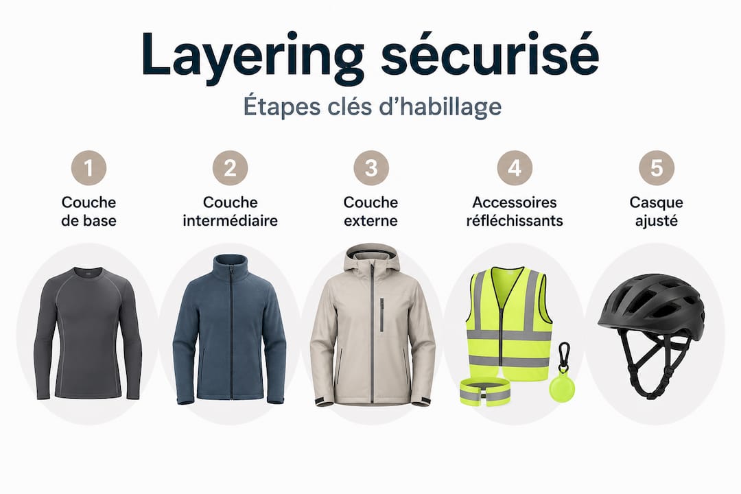 Infographie : les étapes clés pour s’habiller en toute sécurité à vélo