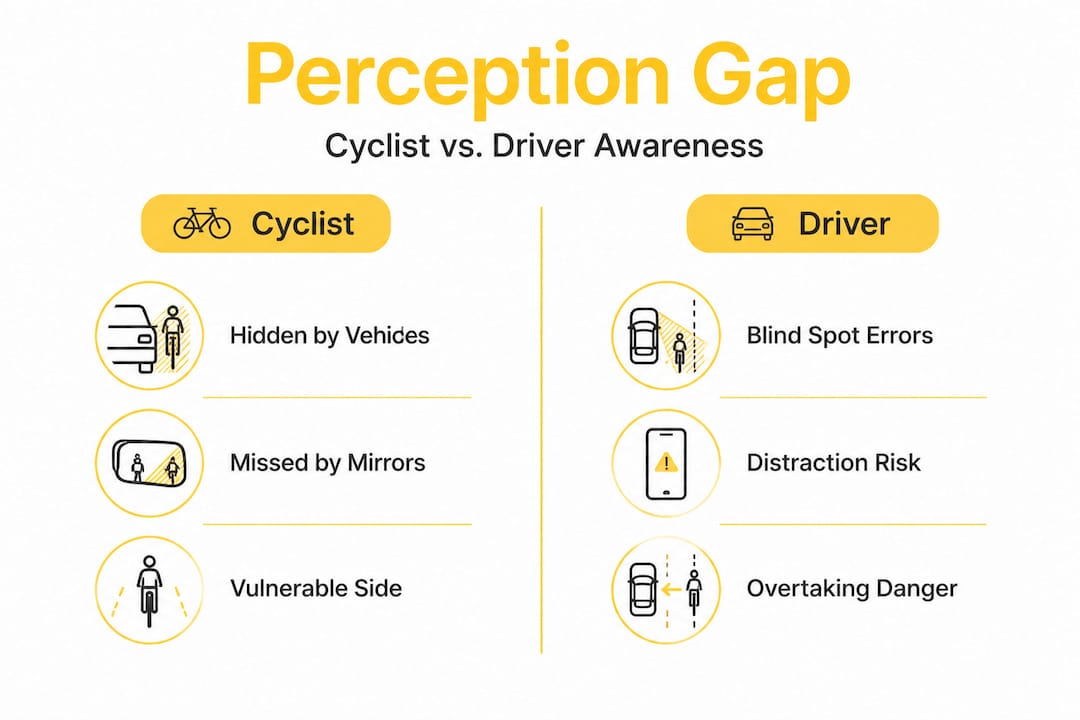 Infographic comparing cyclist versus driver awareness