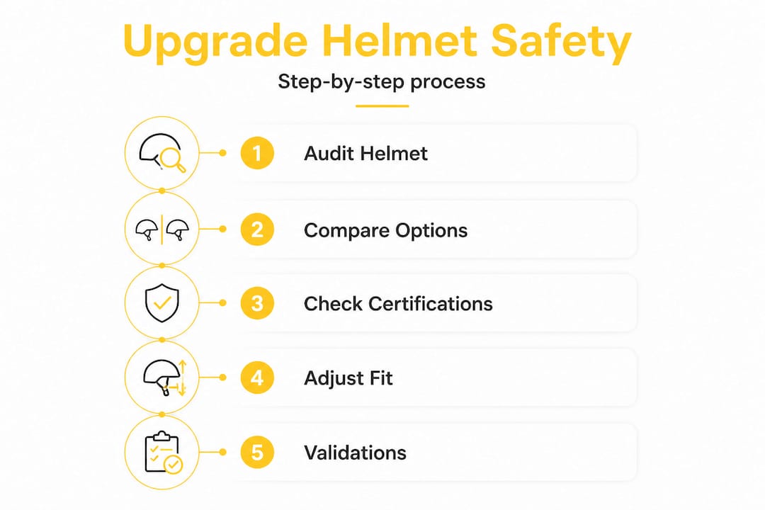 Upgrade helmet safety steps infographic