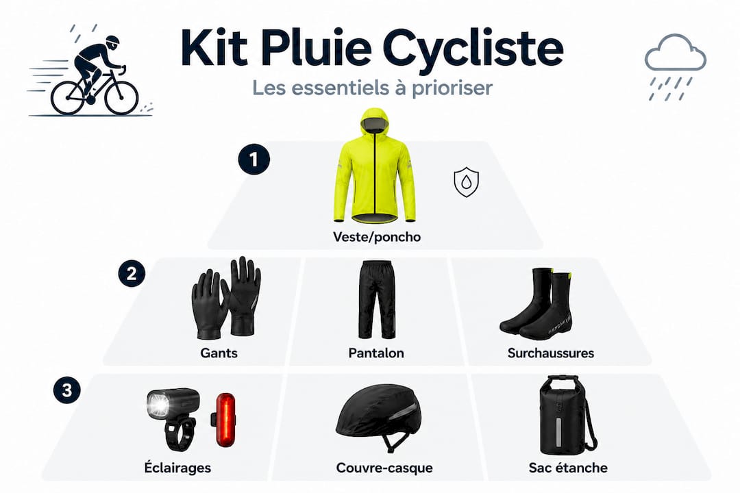 Les indispensables de l’équipement anti-pluie, classés par ordre de priorité visuelle