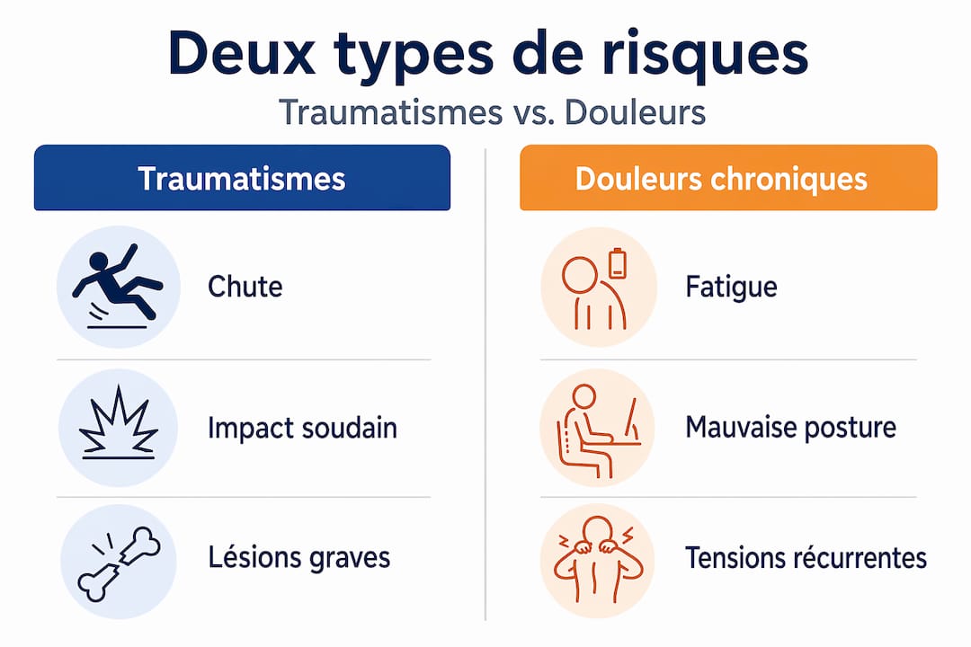 Infographie : quels sont les risques de douleurs cervicales chez les cyclistes ? Comparatif entre troubles aigus et chroniques.