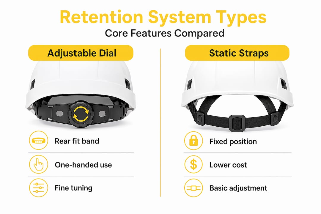 Infographic comparing retention system types and features