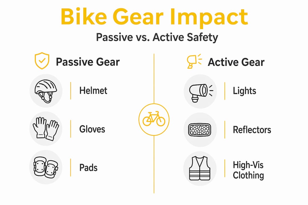 Infographic comparing passive and active bike gear