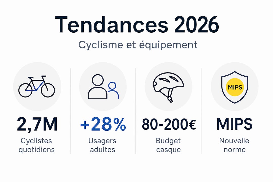 Panorama des chiffres essentiels sur l’équipement des cyclistes en 2026, présenté en infographie