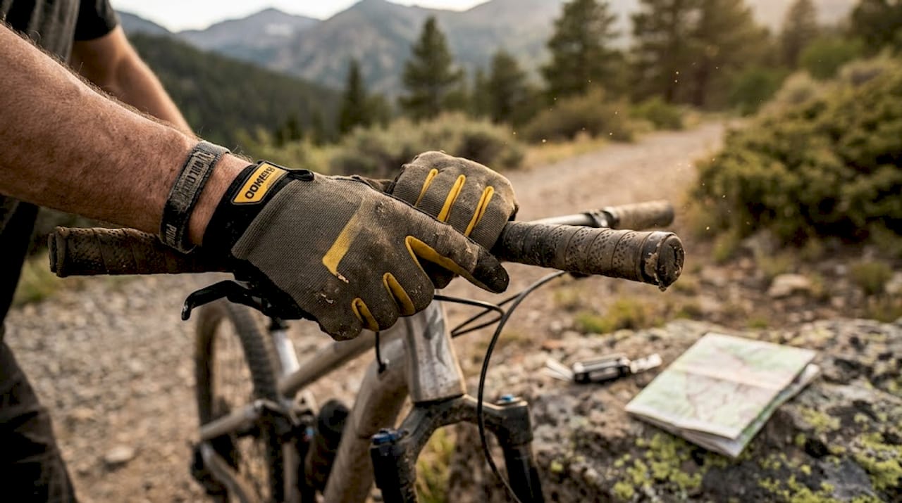 Hands gripping ergonomic bike handlebars