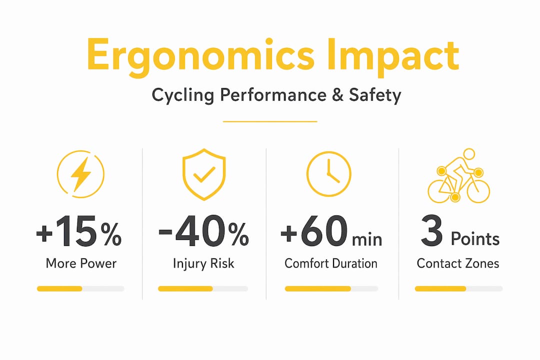 Infographic showing cycling ergonomics key impacts