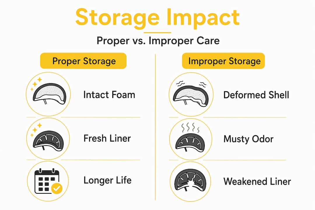 Infographic showing helmet storage outcomes