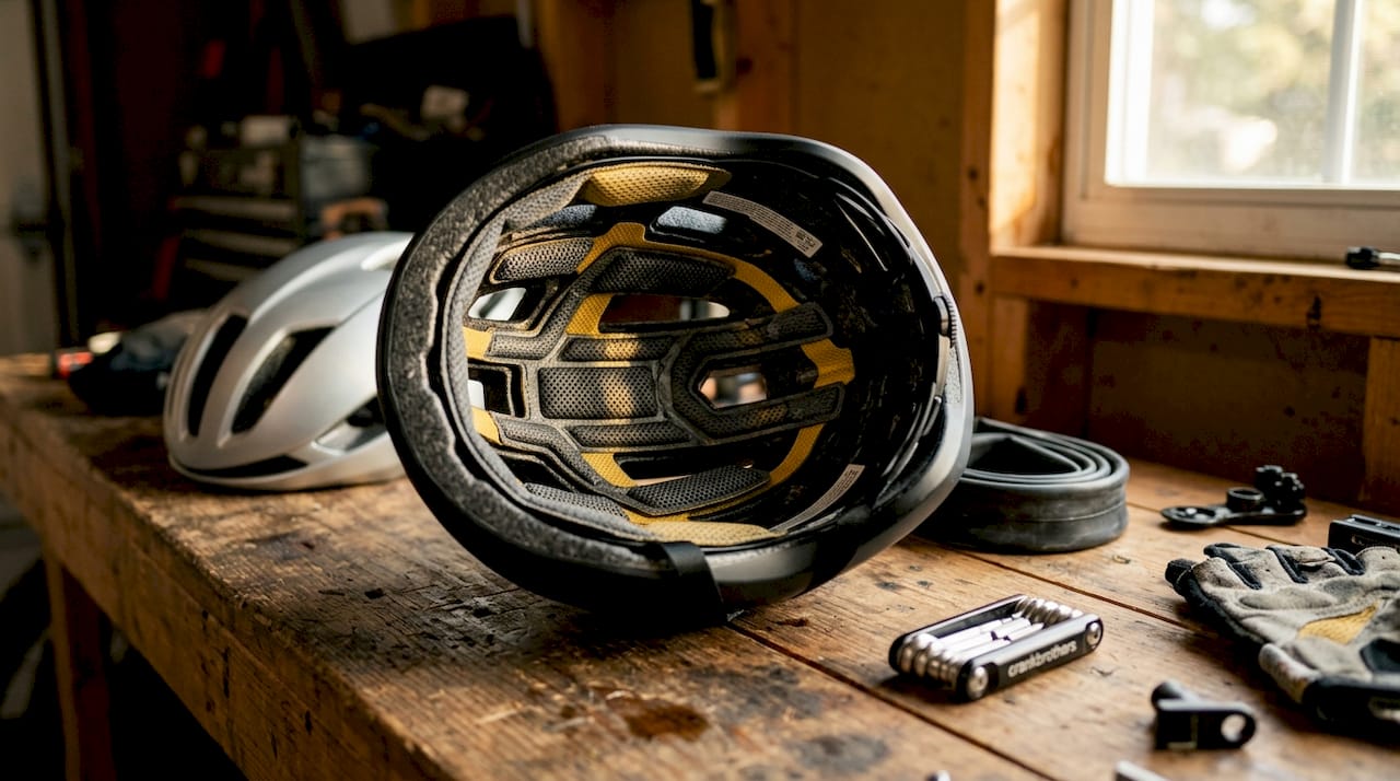 Close-up of adaptive helmet padding interior