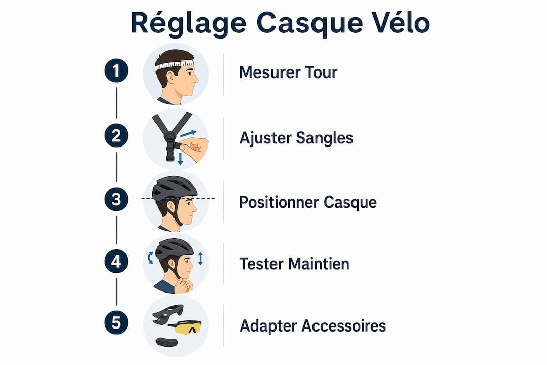 Infographie : les bons gestes pour bien ajuster son casque de vélo