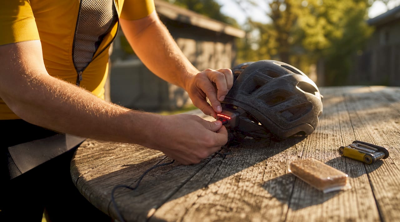 Hands charging integrated helmet light at home