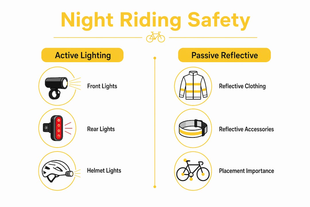 Infographic comparing active lighting and passive reflective gear