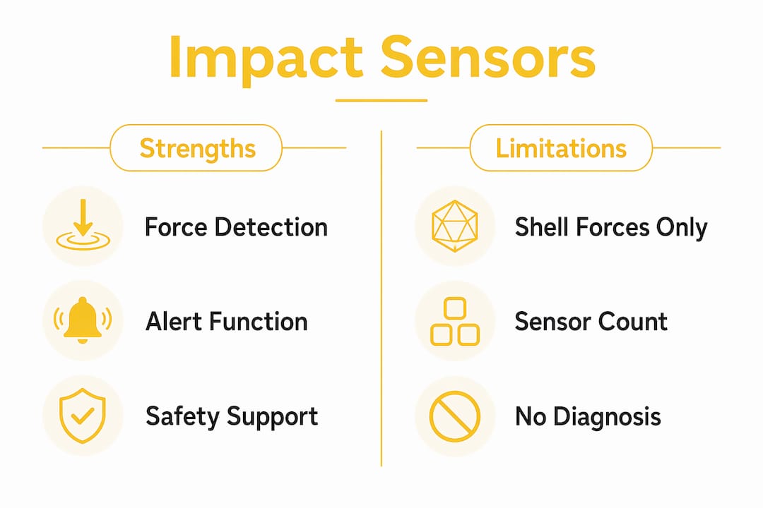 Infographic comparing impact sensor strengths and limitations