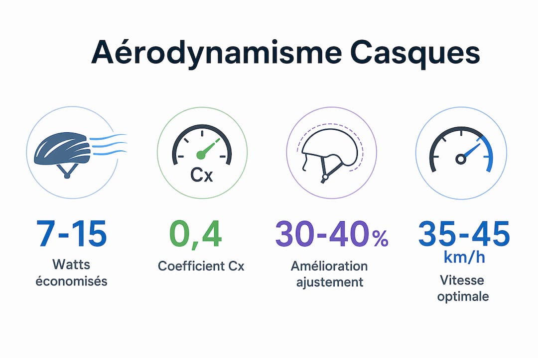 Visuel présentant les chiffres clés sur l’aérodynamisme des casques de vélo