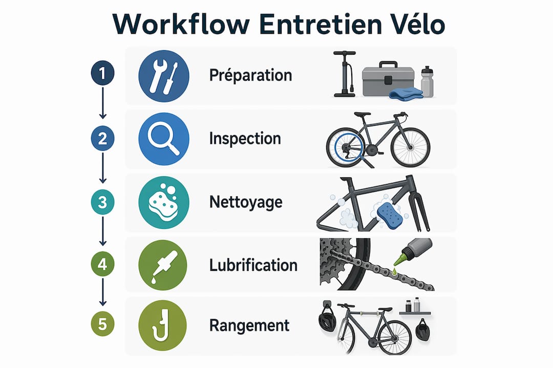 Infographie : les différentes étapes pour entretenir son vélo