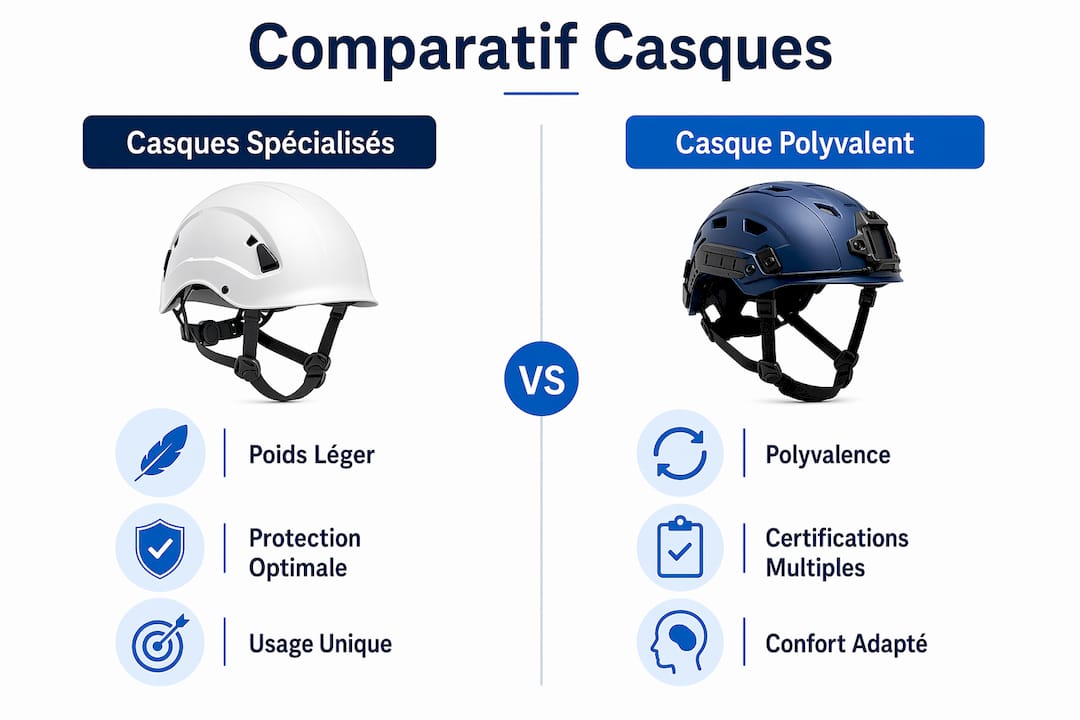 Infographie : duel entre casques polyvalents et modèles spécialisés