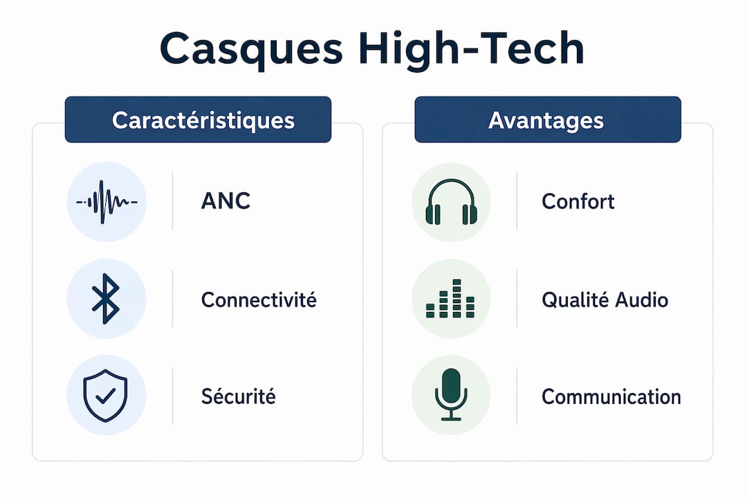 Découvrez une infographie détaillée qui met en lumière les différences et les atouts des casques technologiques nouvelle génération.