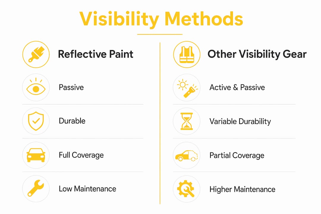 Infographic comparing reflective paint and other bike visibility gear