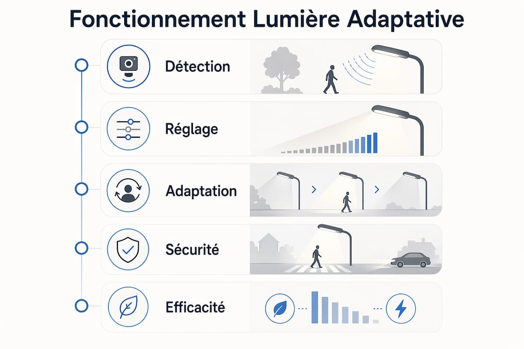 Infographie : comment fonctionne l’éclairage adaptatif pour vélo, étape par étape