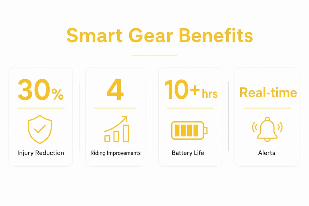 Infographic showing key benefits of smart cycling safety gear
