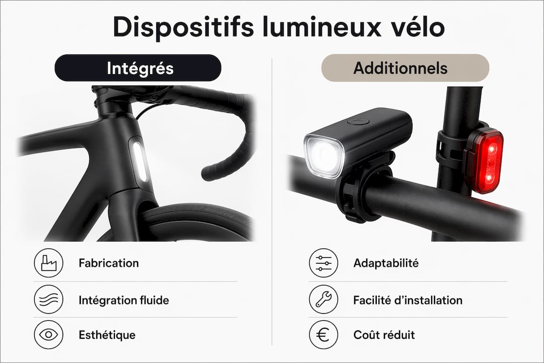 Infographie : dispositifs pour vélo – intégrés ou à ajouter, lequel choisir ?