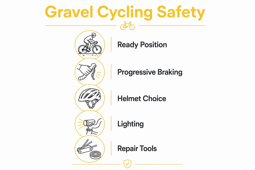 Infographic outlining gravel cycling safety steps