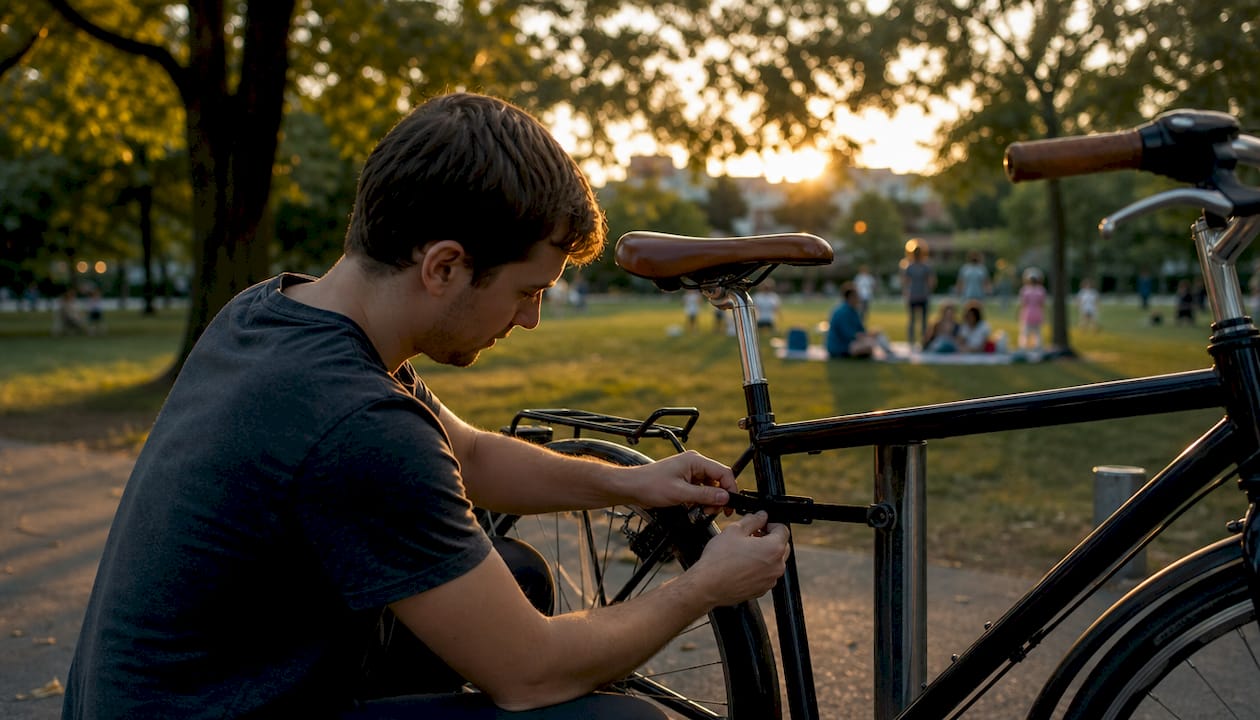 Ajustement de la sangle antivol modulable pour vélo à la main