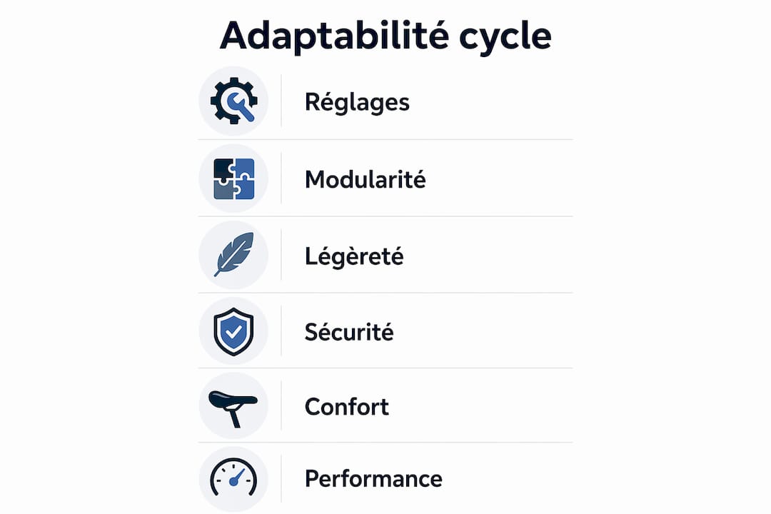 Visuel présentant les différentes étapes essentielles pour développer son adaptabilité à vélo
