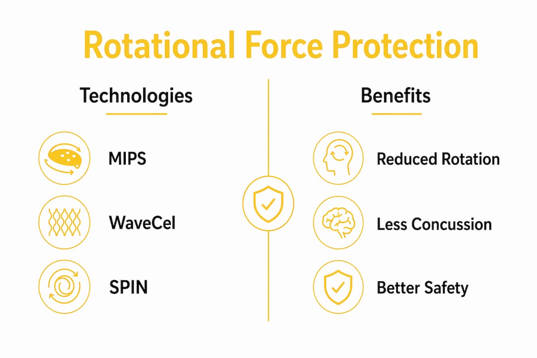 Infographic comparing helmet technologies and benefits