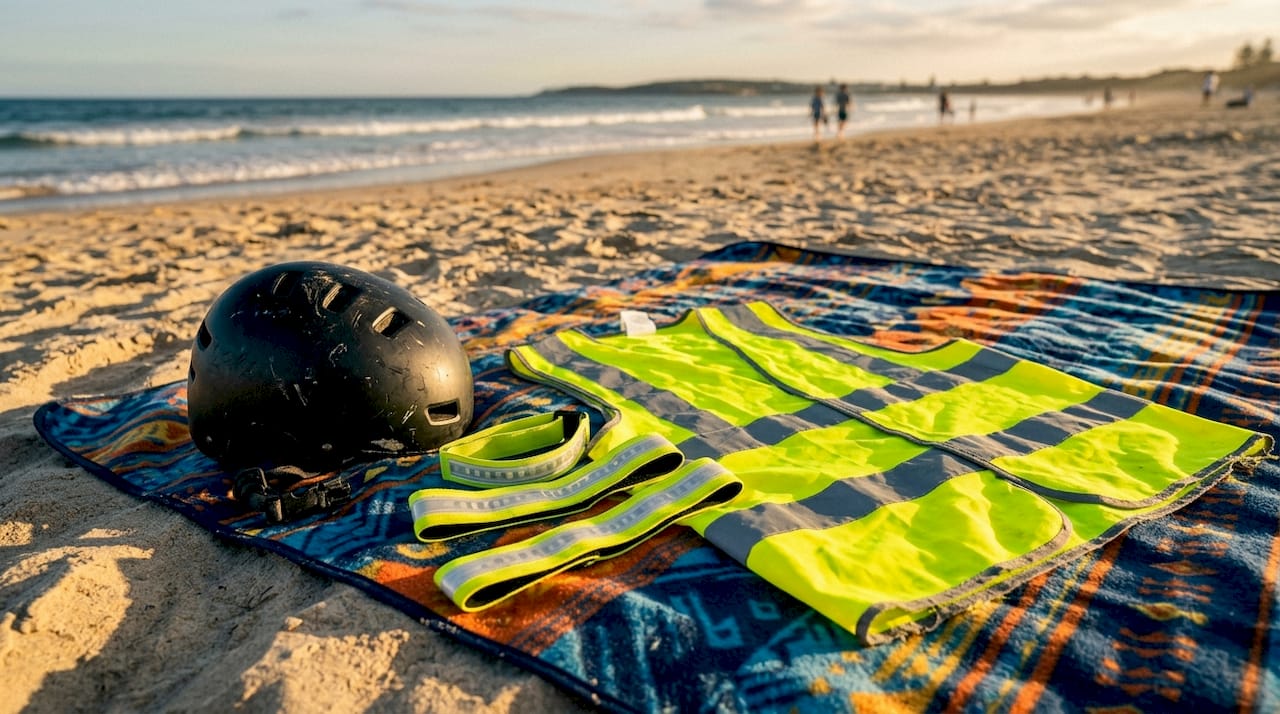 High visibility cycling gear displayed outdoors