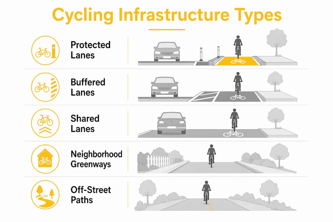 Infographic showing main cycling infrastructure types