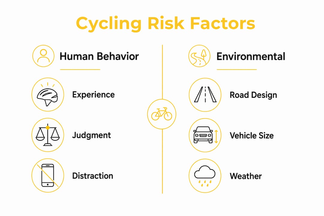 Infographic showing cycling risk factors categories