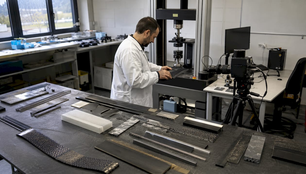 Prélèvements de matériaux composites réalisés en laboratoire