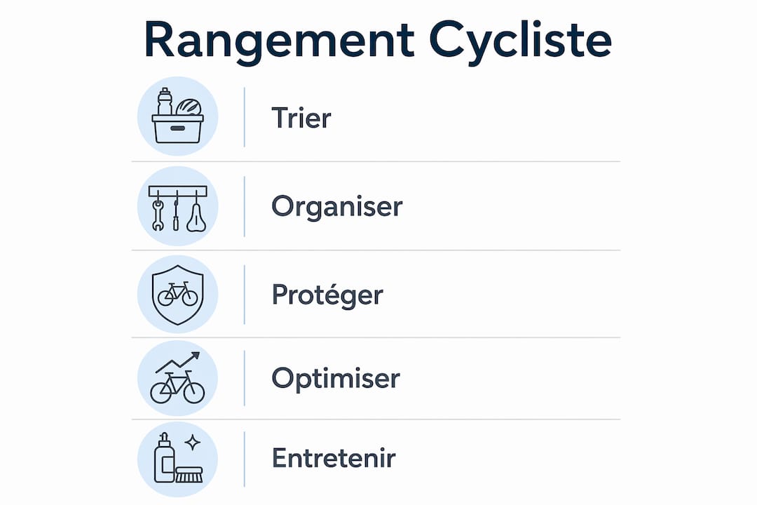 Infographie : les différentes étapes pour bien ranger son équipement de cyclisme