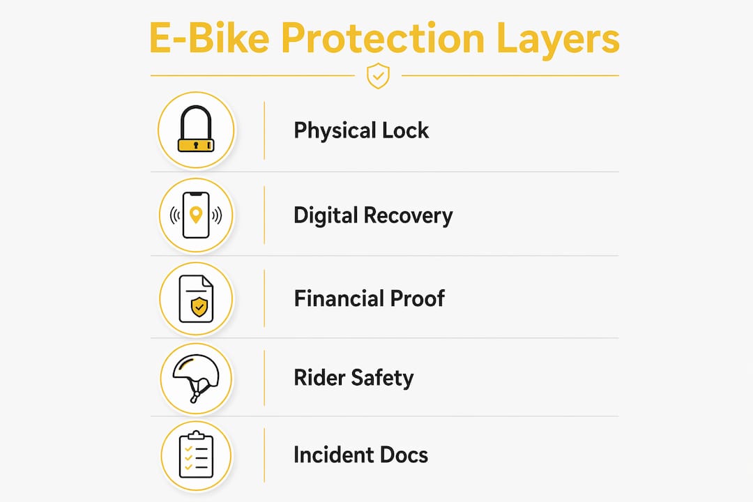 Infographic showing layers of e-bike protection