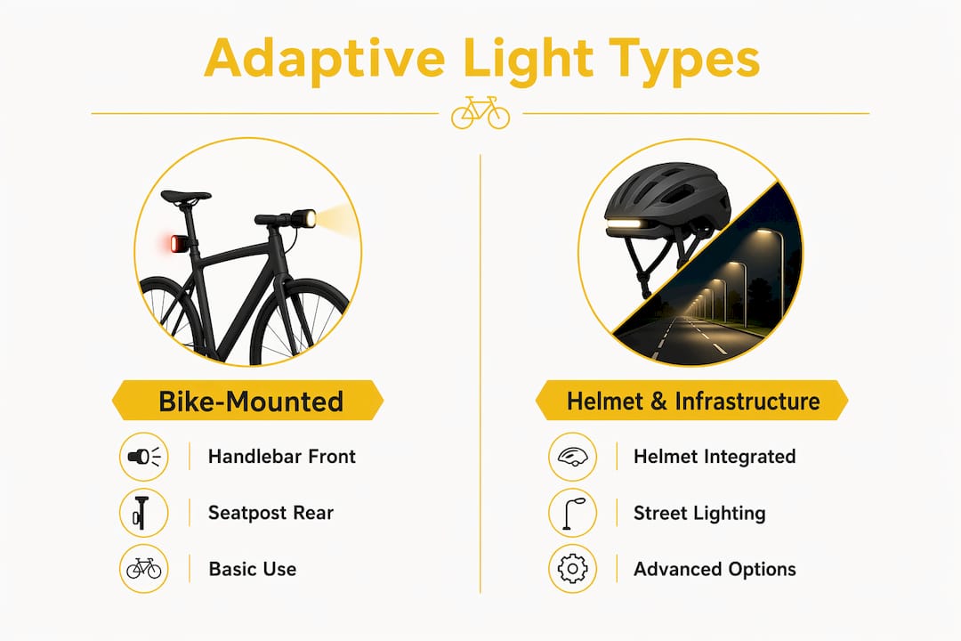 Infographic comparing adaptive cycling lighting types